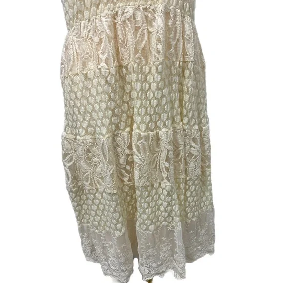 A'reve Anthropologie Boho Dress Women’s Sz M Cream Lace Sleeveless Vintage Style - Picture 6 of 11